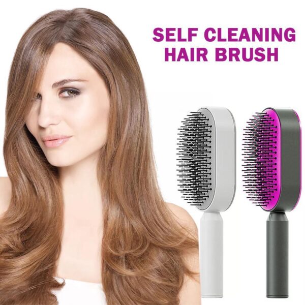 Self-Cleaning Hair Brush For Women Massage Scalp Promote Blood Circulation Anti Hair Loss - Women Fashion 3D Hair Growth Comb Hairbrush