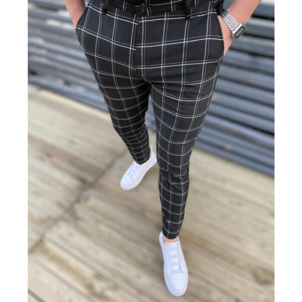 Men's Fashion Plaid Casual Feet Trousers - Image 4