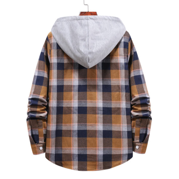 Plaid Hooded Casual Long Sleeve Shirt - Image 7