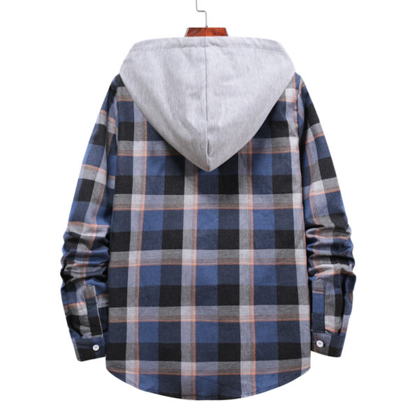 Plaid Hooded Casual Long Sleeve Shirt - Image 2