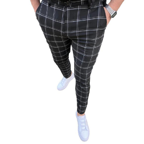 Men's Fashion Plaid Casual Feet Trousers - Image 5