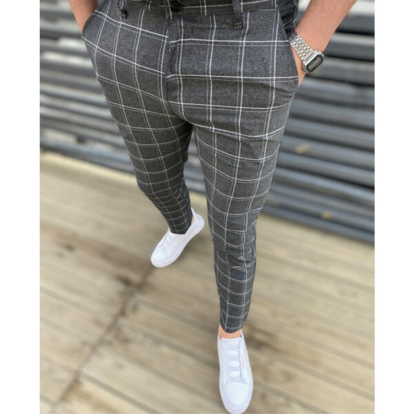 Men's Fashion Plaid Casual Feet Trousers - Image 2